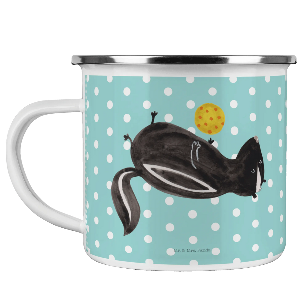 Enamel camping mug skunk ball metallbecher, Teetasse, wandertasse, Tasse, Tasse Emaille, Blechtasse, Kaffeebecher, Becher, emaillebecher, Metalltasse, becher emaille, Trinkbecher, blechbecher, Emailletasse, Teebecher, Pott, reisetasse, Kaffeetasse, Reisebecher, Emaille Tasse, wanderbecher, Campingbecher, Emaille Becher, Campingtasse, Stinktier, Skunk, Wildtier, Stinker, Weisheit, Verspielt, Stinki, Raubtier