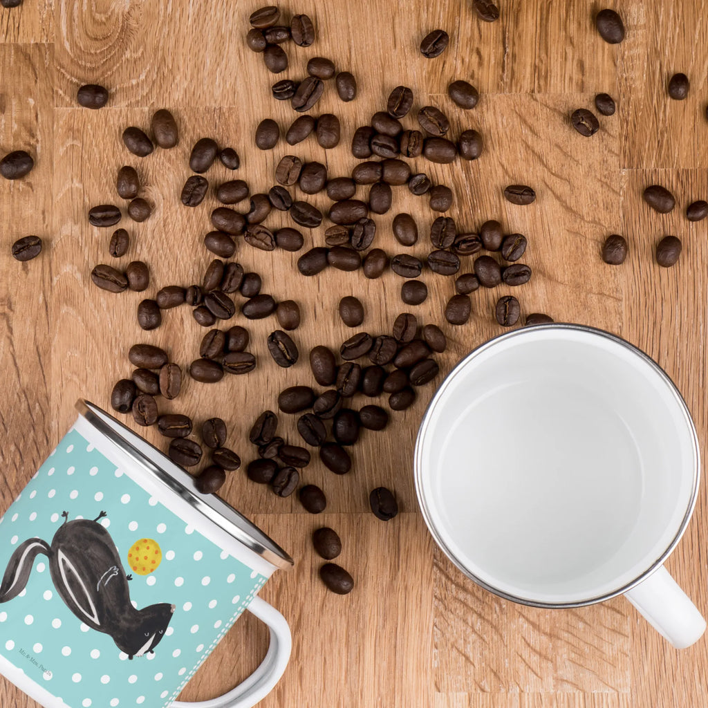 Enamel camping mug skunk ball metallbecher, Teetasse, wandertasse, Tasse, Tasse Emaille, Blechtasse, Kaffeebecher, Becher, emaillebecher, Metalltasse, becher emaille, Trinkbecher, blechbecher, Emailletasse, Teebecher, Pott, reisetasse, Kaffeetasse, Reisebecher, Emaille Tasse, wanderbecher, Campingbecher, Emaille Becher, Campingtasse, Stinktier, Skunk, Wildtier, Stinker, Weisheit, Verspielt, Stinki, Raubtier
