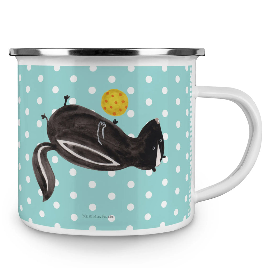 Enamel camping mug skunk ball metallbecher, Teetasse, wandertasse, Tasse, Tasse Emaille, Blechtasse, Kaffeebecher, Becher, emaillebecher, Metalltasse, becher emaille, Trinkbecher, blechbecher, Emailletasse, Teebecher, Pott, reisetasse, Kaffeetasse, Reisebecher, Emaille Tasse, wanderbecher, Campingbecher, Emaille Becher, Campingtasse, Stinktier, Skunk, Wildtier, Stinker, Weisheit, Verspielt, Stinki, Raubtier