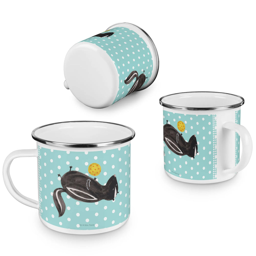 Enamel camping mug skunk ball metallbecher, Teetasse, wandertasse, Tasse, Tasse Emaille, Blechtasse, Kaffeebecher, Becher, emaillebecher, Metalltasse, becher emaille, Trinkbecher, blechbecher, Emailletasse, Teebecher, Pott, reisetasse, Kaffeetasse, Reisebecher, Emaille Tasse, wanderbecher, Campingbecher, Emaille Becher, Campingtasse, Stinktier, Skunk, Wildtier, Stinker, Weisheit, Verspielt, Stinki, Raubtier