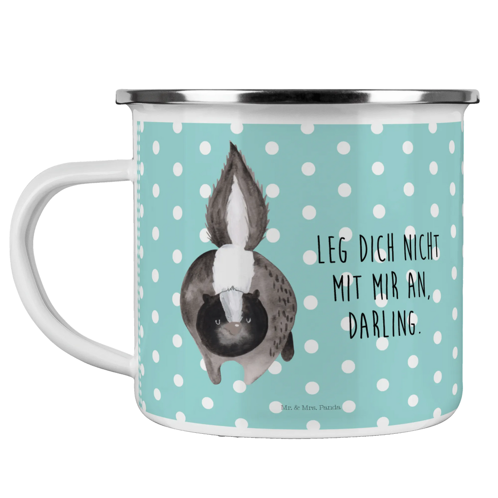 Kempingowy kubek emaliowany skunks atak Metalltasse, Emailletasse, Campingbecher, Trinkbecher, Teebecher, Emaille Tasse, Teetasse, reisetasse, Campingtasse, Tasse Emaille, wanderbecher, Emaille Becher, Kaffeebecher, Tasse, Pott, wandertasse, Becher, metallbecher, Blechtasse, becher emaille, emaillebecher, Reisebecher, blechbecher, Kaffeetasse, Stinktier, Skunk, Stinki, Drohung, Raubtier, Stinker, wütend, Wildtier