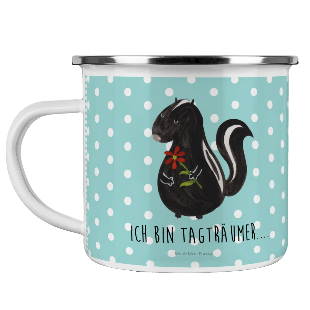 Kempingowy kubek emaliowany skunks kwiat wandertasse, Trinkbecher, Pott, Blechtasse, Kaffeebecher, Emaille Tasse, metallbecher, reisetasse, wanderbecher, Teetasse, Tasse, Campingbecher, becher emaille, Emaille Becher, Metalltasse, blechbecher, Emailletasse, emaillebecher, Teebecher, Reisebecher, Tasse Emaille, Campingtasse, Kaffeetasse, Becher, Stinktier, Skunk, Stinki, Stinker, Wildtier, Raubtier, Tagträumer, Träume, Dreams, Verträumt