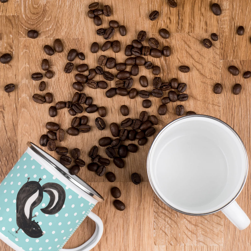 Kempingowy kubek emaliowany skunks stojka Stinktier, Skunk