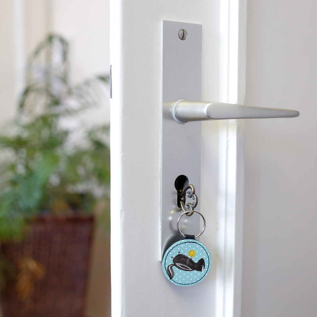 Round key ring skunk ball Schlüsselanhänger, Taschenanhänger, mini schlüsselanhänger, schlüsselbund anhänger, Schlüsselaccessoire, Stinktier, Skunk, Verspielt, Raubtier, Weisheit, Stinker, Stinki, Wildtier