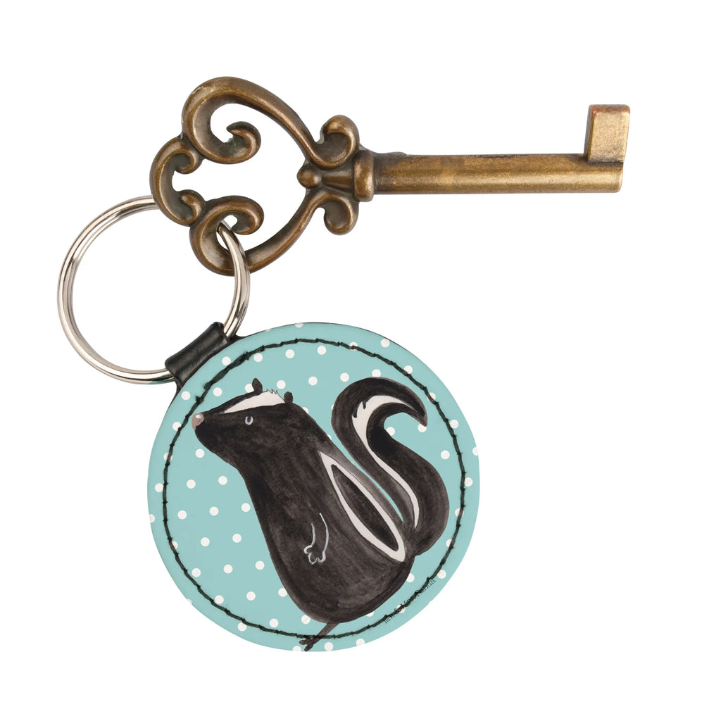 Round key ring skunk Sit pendant, key ring, bag pendant, lucky charm, keychain, Skunk, stinker, skunk, office, wild animal, predator, slogan, stinky, law, know-it-all