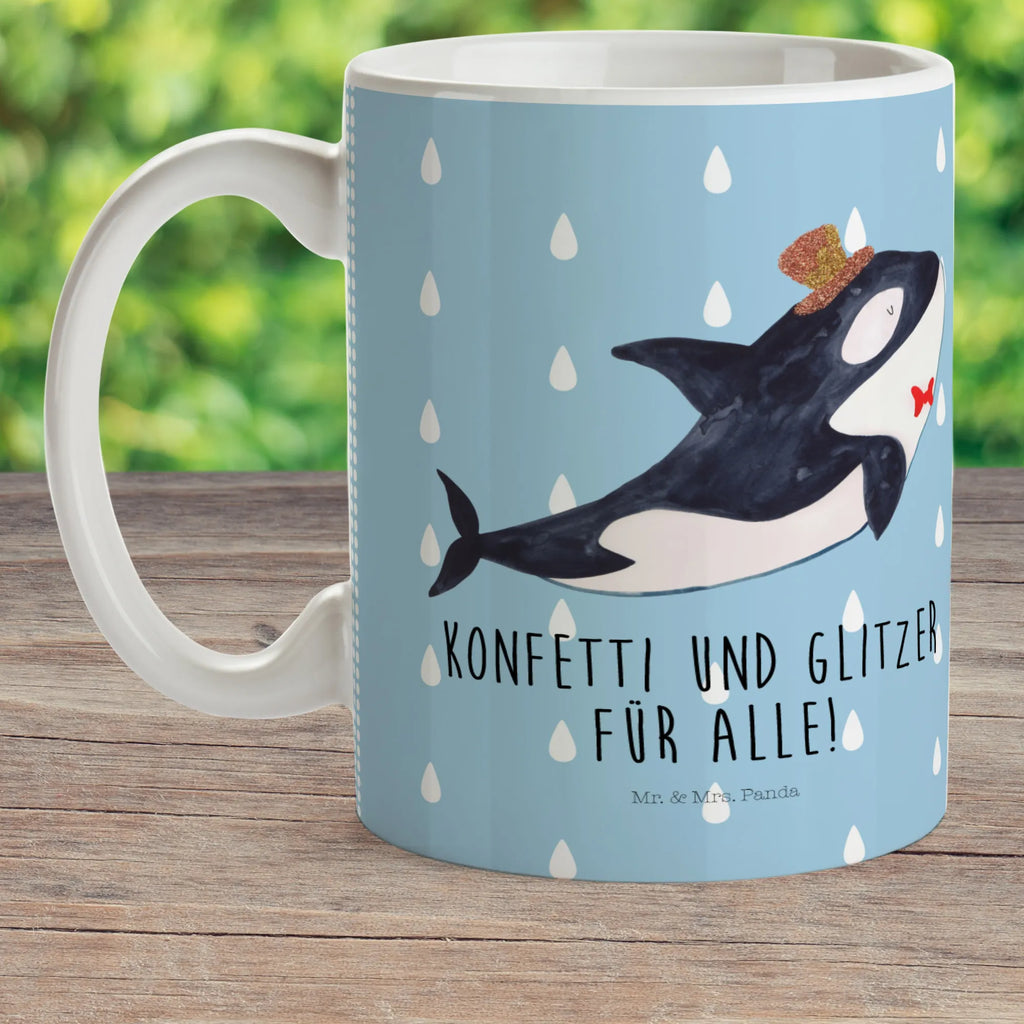 Child's mug orca cylinder coffee cup, kindergarten, camping mug, mug, plastic cup, drinking cup, Seafood, aquatic animals, ocean, sea, fish, shells, corals, reef, whale, narwhal, sea urchin, lobster, platypus, turtle, manatee, crocodile, orca, shrimp, gifts for seafood lovers, water world, underwater animals, underwater world, vacation, deep sea, seafood fans, gift ideas, seafood decoration, seafood posters, glitter, feast, confetti, party, celebration, congratulations, birthday