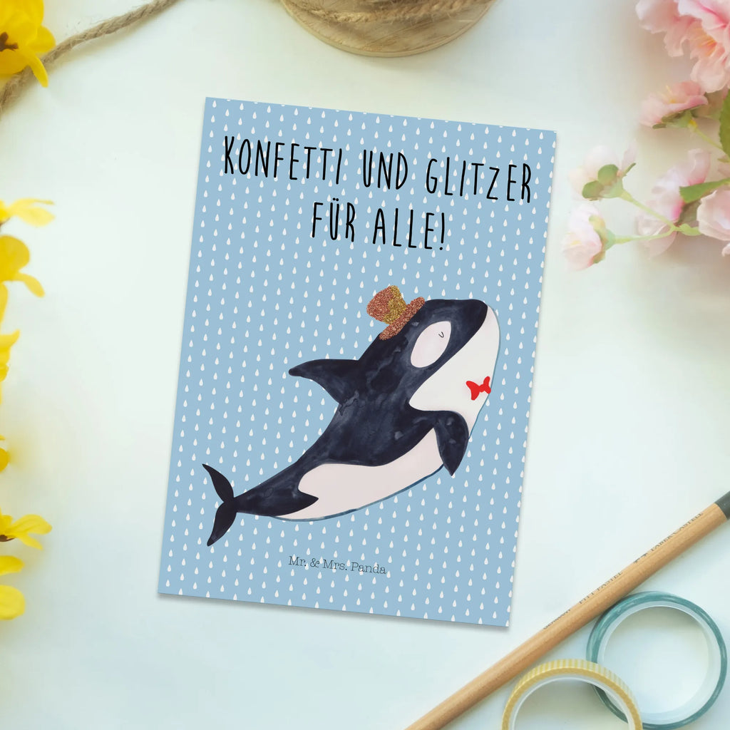 Postcard orca cylinder Einladungskarten Geburtstag, Einladungskarte, Ansichtskarten, Geschenkkarte, Karte, Grußkarte, Dankeskarte, Einladung, Ansichtskarte, Einladung Geburtstag, Postkarte, Geburtstagskarte, Meerestiere, Meer, Urlaub, Glückwunsch, Orca, Glitter, Glitzer, Konfetti, Geburtstag, Fest, Fete, Narwal, Feier