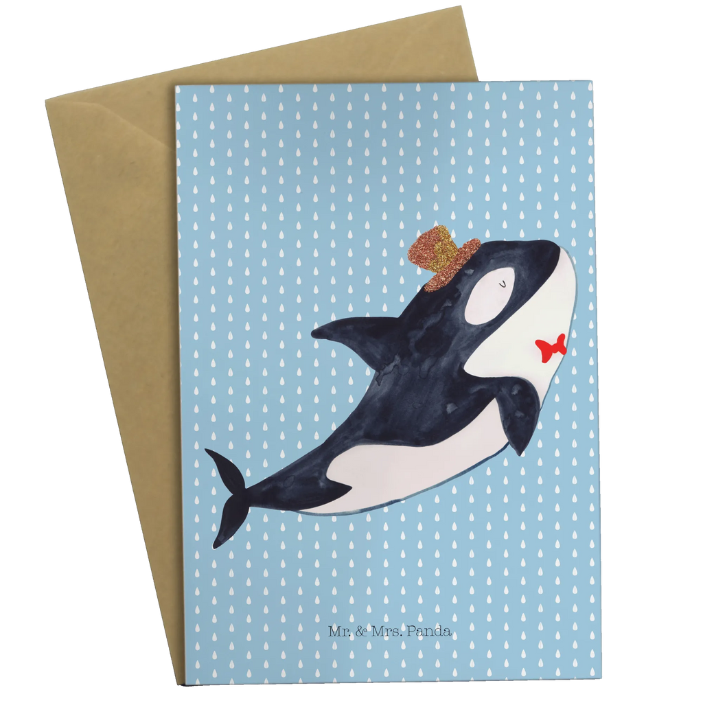 Grußkarte Orca Zylinder Grußkarte, Glückwunschkarte, Klappkarte, Hochzeitskarte, Ansichtskarten, Geburtstagskarte, Einladungskarte, Karte, Meerestiere, Meer, Urlaub, Fete, Glitter, Narwal, Feier, Konfetti, Geburtstag, Orca, Fest, Glitzer, Glückwunsch