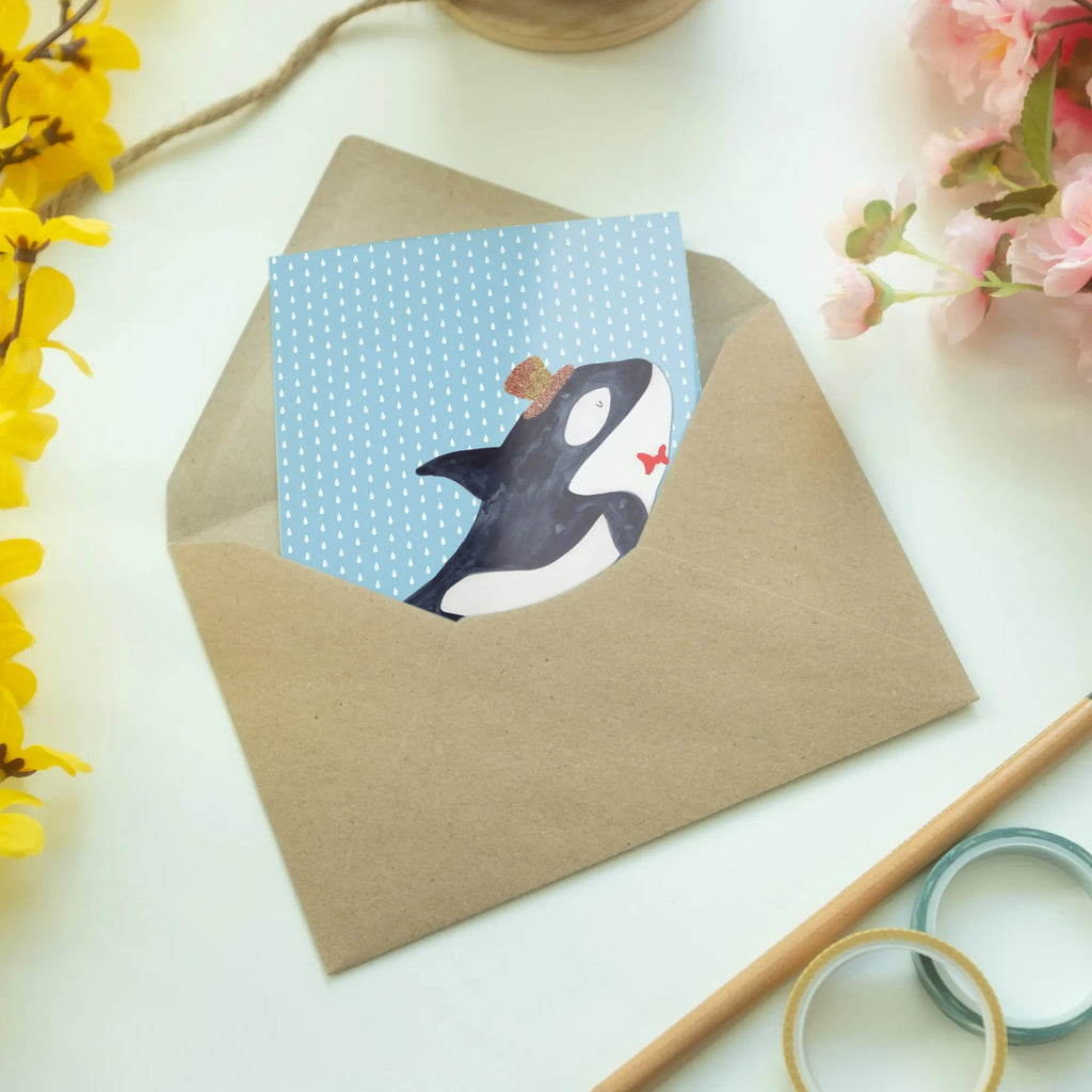 Grußkarte Orca Zylinder Grußkarte, Glückwunschkarte, Klappkarte, Hochzeitskarte, Ansichtskarten, Geburtstagskarte, Einladungskarte, Karte, Meerestiere, Meer, Urlaub, Fete, Glitter, Narwal, Feier, Konfetti, Geburtstag, Orca, Fest, Glitzer, Glückwunsch