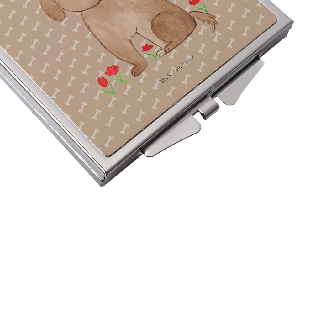 Kwadratowe lusterko do torebki pies Dama Pies, motyw psa, zwierzę domowe, rasa psa, miłośnik zwierząt, właściciel psa, powiedzenia