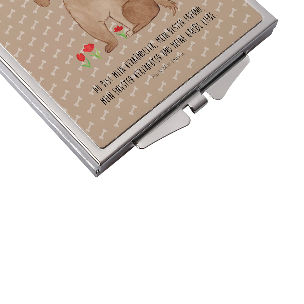 Kwadratowe lusterko do torebki pies Dama Pies, motyw psa, zwierzę domowe, rasa psa, miłośnik zwierząt, właściciel psa, powiedzenia