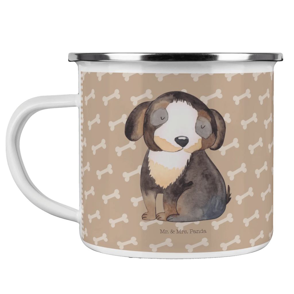 Kempingowy kubek emaliowany pies relaks Pies, motyw psa, zwierzę domowe, rasa psa, miłośnik zwierząt, właściciel psa, powiedzenia