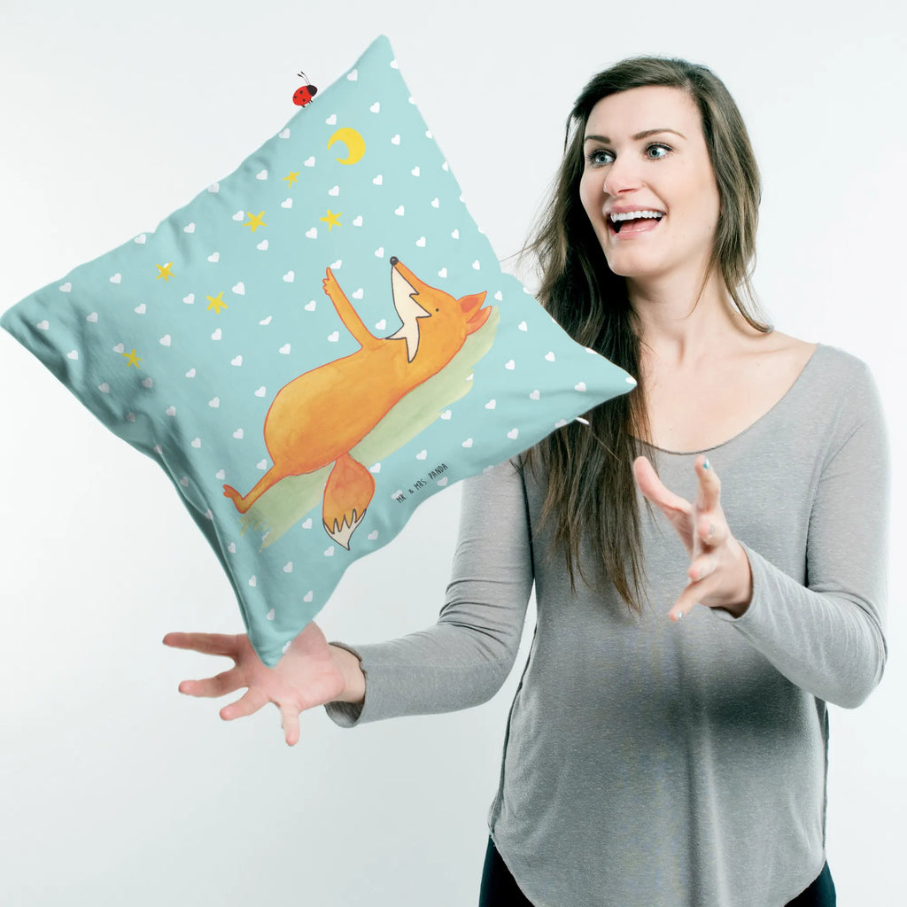 Cushion Fox Stars pad, pillow case, 40 x 40, fluffy, bed, 40x40, settee, couch, soft, Pillow, cushion, sofa, bedroom, pillows, fox, foxes, forest wildlife, clever as a fox, animal lover, Always Look on the Bright Side of Life, Saying positive, Fox, words of consolation, Romance, Saying beautiful