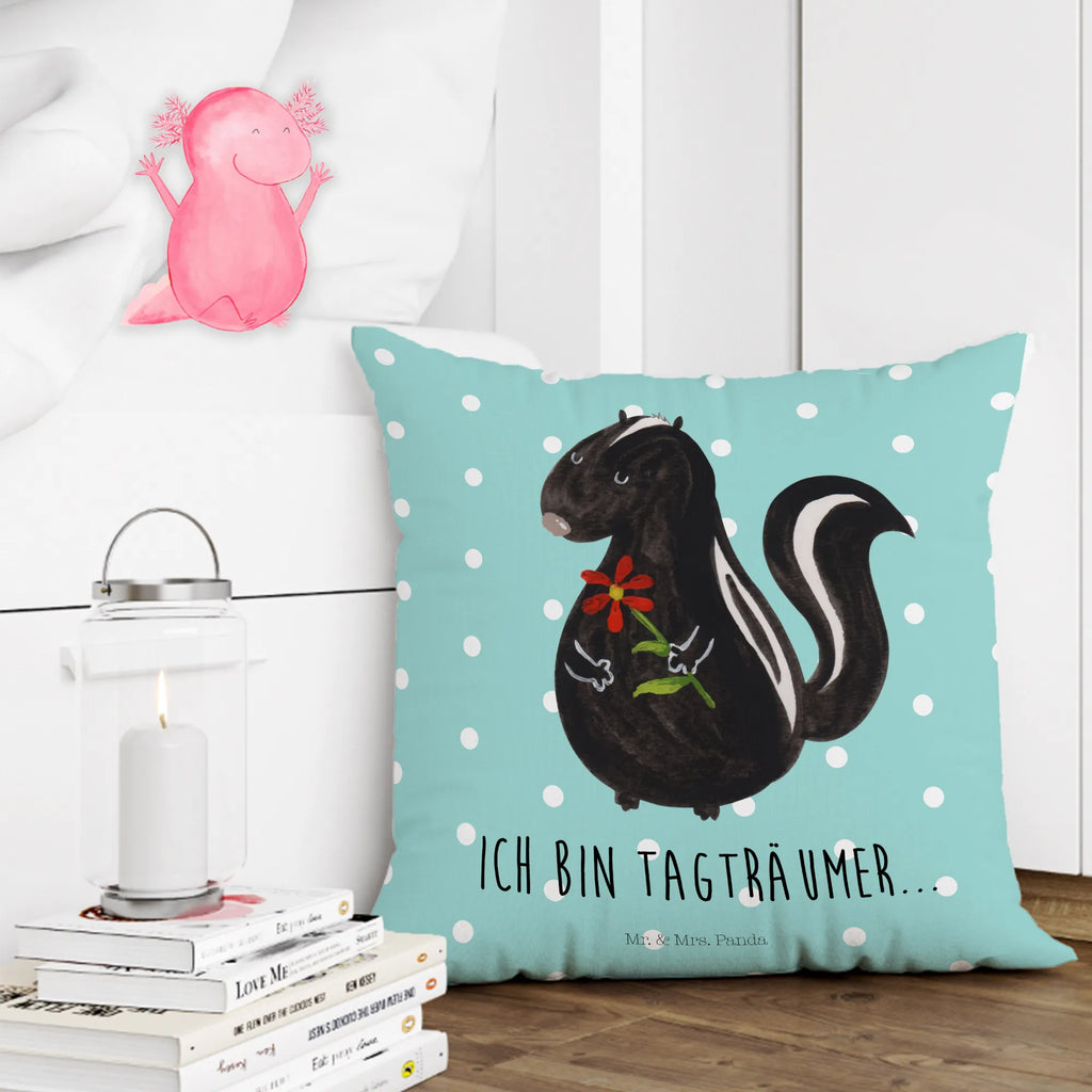 Cushion skunk flower settee, 40x40, fluffy, pad, cushion, sofa, couch, pillow case, pillows, 40 x 40, bed, soft, Pillow, bedroom, Skunk, dreams, stink, stinker, skunk, predator, daydreamer, wild animal, dreamy