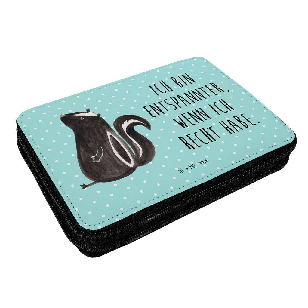 Leather folder skunk Sit pencil case, motif, child, gift, pen roll, pencil bag, primary school, school, pupil, enrolment, Skunk, know-it-all, stinker, law, office, skunk, wild animal, slogan, predator, stinky
