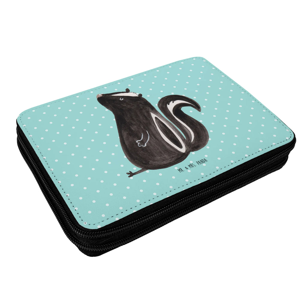 Leather folder skunk Sit pencil case, motif, child, gift, pen roll, pencil bag, primary school, school, pupil, enrolment, Skunk, know-it-all, stinker, law, office, skunk, wild animal, slogan, predator, stinky