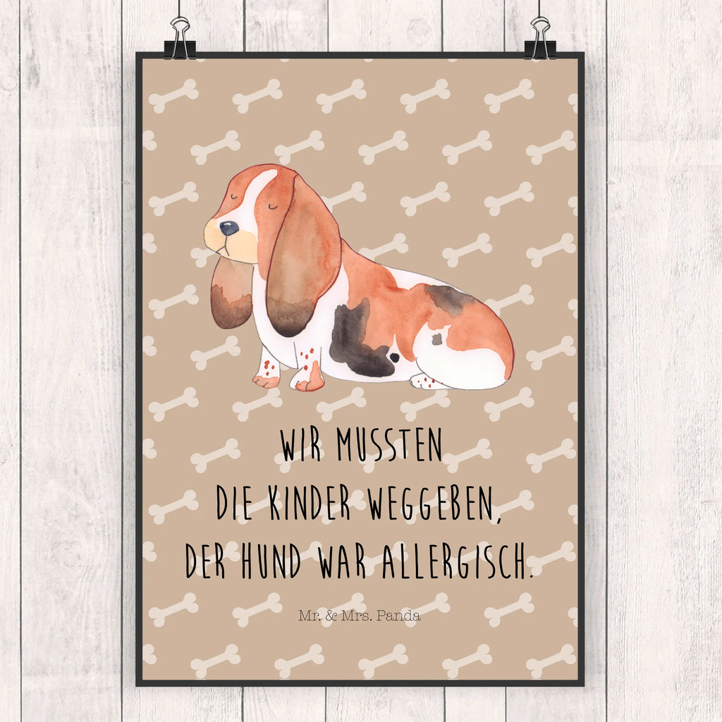 Poster Dog Basset Hound Wanddeko Bild, Wandposter, Wanddeko, Handgemaltes Poster, Kunstdruck, Kinderposter, Küchenposter, Raumdekoration, Posterdruck, Bild, Poster, Wanddekoration, Mr. & Mrs. Panda Poster, Designposter, Hund, Hundemotiv, Haustier, Hunderasse, Tierliebhaber, Hundebesitzer, Sprüche, Basset Hound, Hundeliebe, Basset, kinderlos