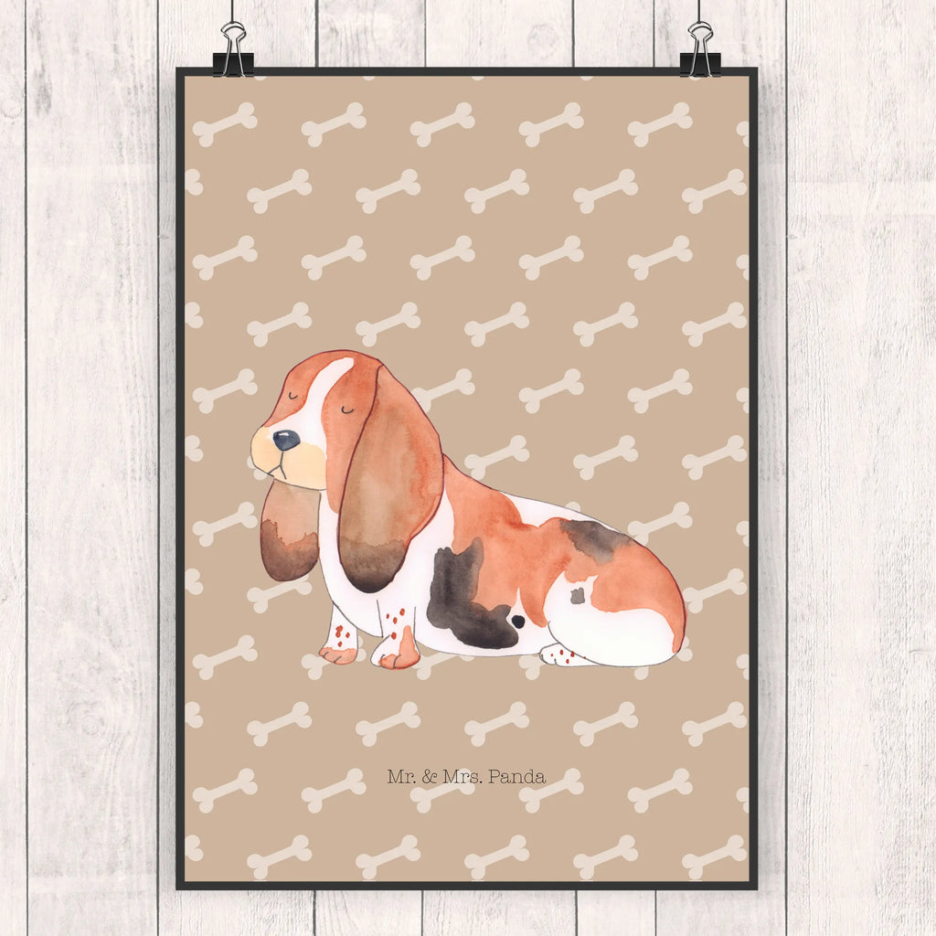 Poster Dog Basset Hound Wanddeko Bild, Wandposter, Wanddeko, Handgemaltes Poster, Kunstdruck, Kinderposter, Küchenposter, Raumdekoration, Posterdruck, Bild, Poster, Wanddekoration, Mr. & Mrs. Panda Poster, Designposter, Hund, Hundemotiv, Haustier, Hunderasse, Tierliebhaber, Hundebesitzer, Sprüche, Basset Hound, Hundeliebe, Basset, kinderlos