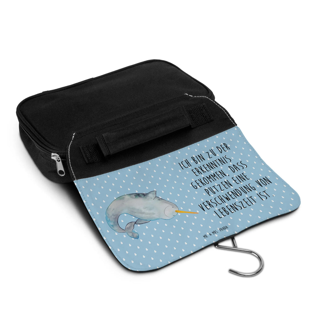 Wash bag Narwhal hygienebeutel, Kulturtasche, Toilettentasche, Kosmetiktasche, Waschtasche, Waschbeutel, beautycase, Schminktasche, Necessaire, Reisebeutel, Kulturbeutel, Kulturbeutel Waschbar, Schminkbeutel, hygienetasche, badtasche, Meer, Urlaub, Meerestiere, Aufräumen, Wal, Putzen, Narwal, Hausfrau, Kinderzimmer, Junggesellin