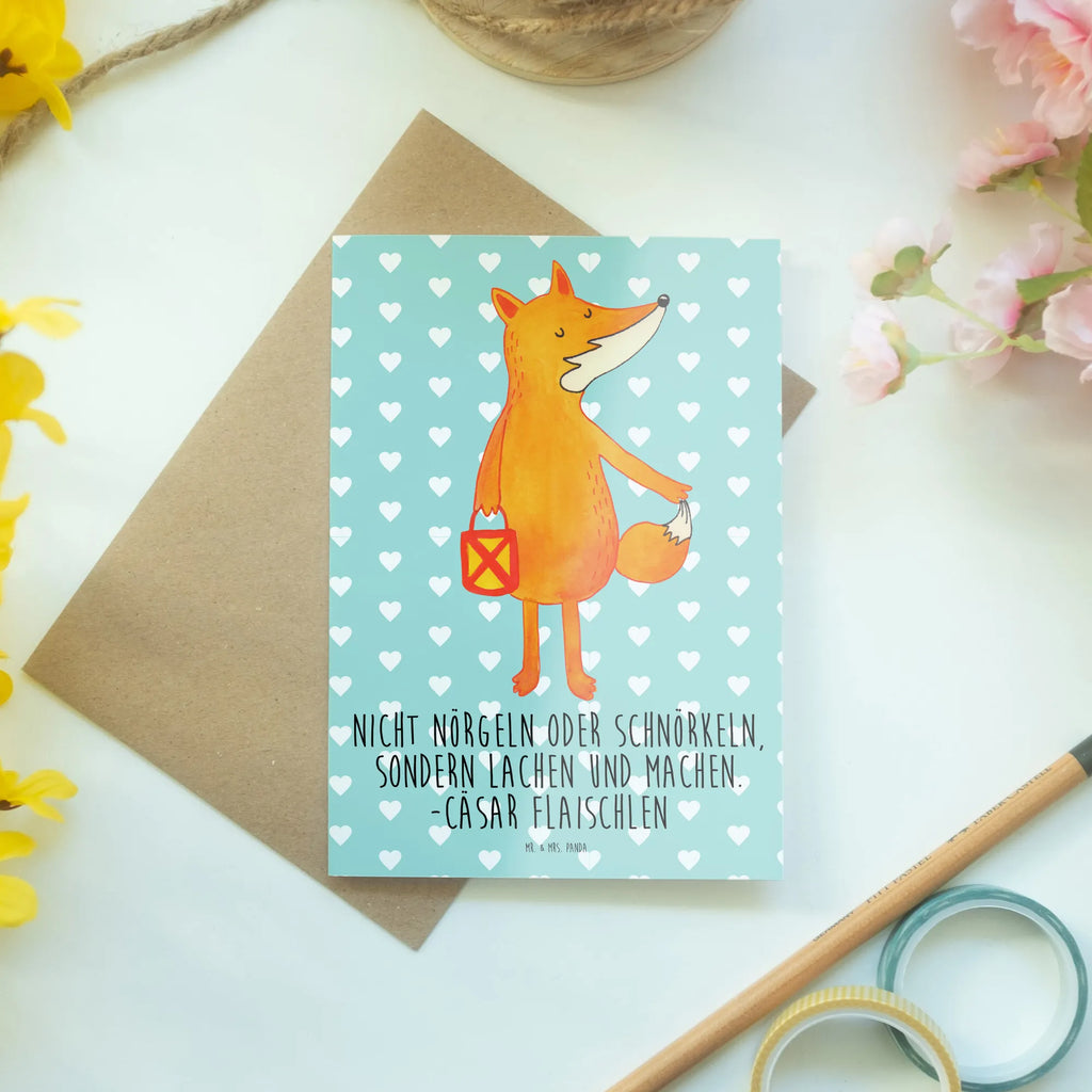 Greetings card Fox Lantern Klappkarte, Glückwunschkarte, Karte, Hochzeitskarte, Ansichtskarten, Grußkarte, Einladungskarte, Geburtstagskarte, Fuchs, Laterne, Liebeskummer Spruch, Füchse, Aufmuntern, Cäsar Otto Hugo Flaischlen, Laternenumzug, Spruch trösten, Sankt Martin