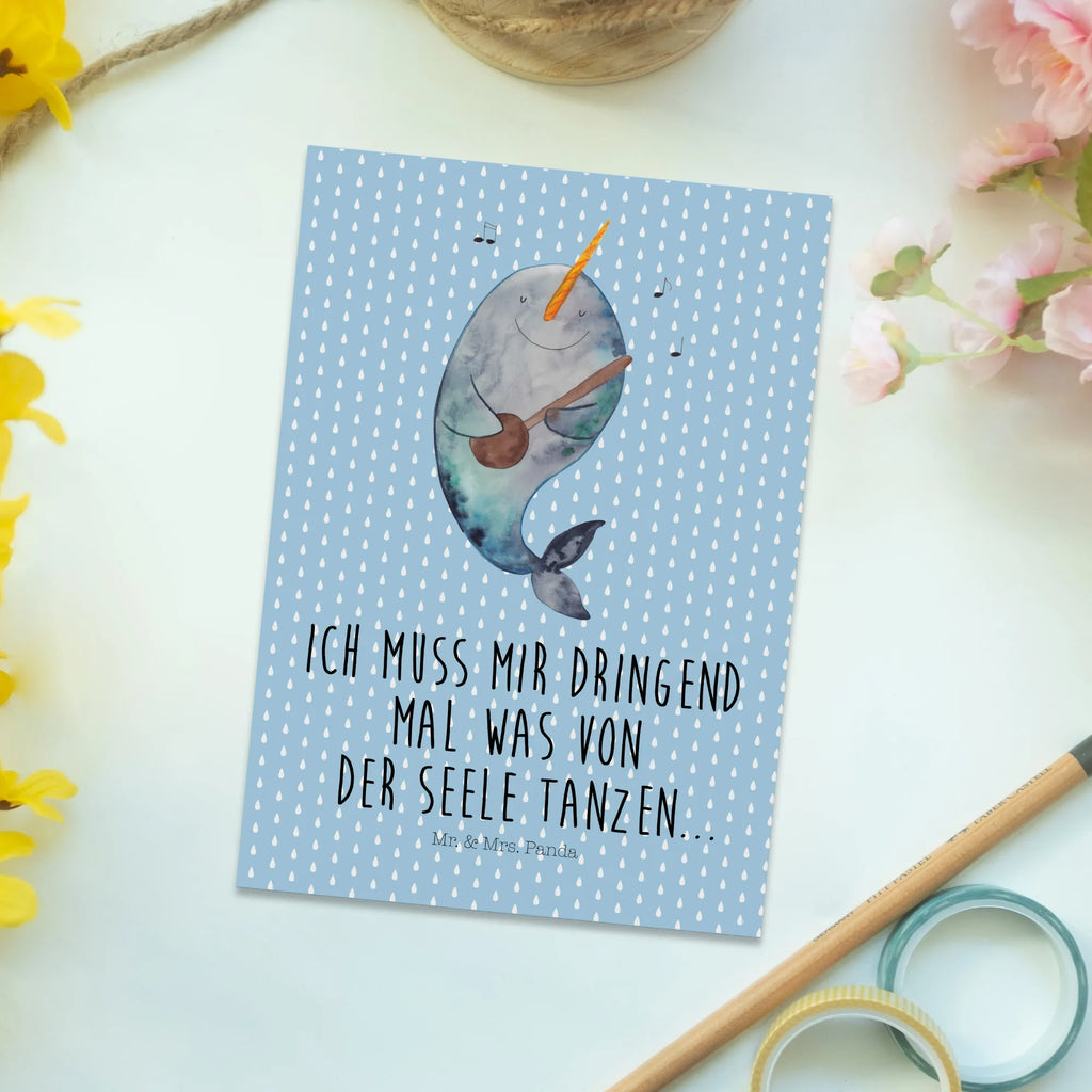 Pocztówka narwal Gitara Postkarten, spruchkarte, Designkarte, Ansichtskarten, Kunstkarten, Motivkarte, einzelkarte, Fotokarte, kunstkarte, Ansichtskarte, Postkarte, Grußkarte, bildkarte, Meerestiere, Urlaub, Meer, Narwal, Problemlösung, Tanzen, Wal, Frust, Gespräche, Probleme, Gitarre