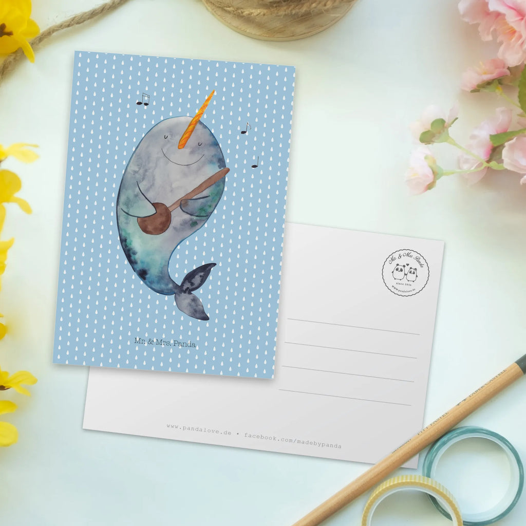 Pocztówka narwal Gitara Postkarten, spruchkarte, Designkarte, Ansichtskarten, Kunstkarten, Motivkarte, einzelkarte, Fotokarte, kunstkarte, Ansichtskarte, Postkarte, Grußkarte, bildkarte, Meerestiere, Urlaub, Meer, Narwal, Problemlösung, Tanzen, Wal, Frust, Gespräche, Probleme, Gitarre