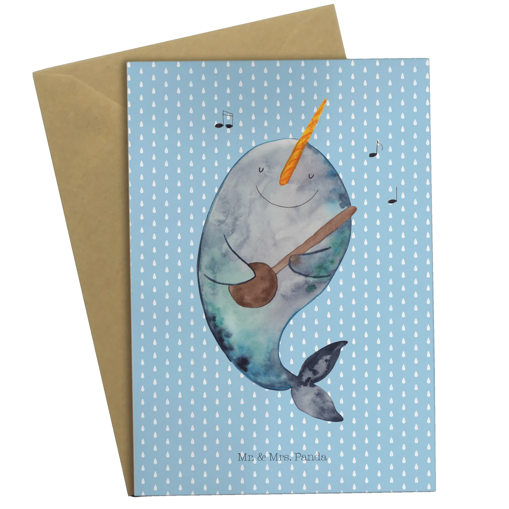 Greetings card narwhal guitar Grußkarten, kommunionskarte, glückwunschkarten, Grußkarte, firmungskarte, osterkarte, hochzeitskarten, spruchkarte, dankeskarten, Glückwunschkarte, Klappkarte, jubiläumskarte, valentinstagskarte, einladungskarten, weihnachtskarten, Motivkarte, neujahrskarte, osterkarten, Beileidskarte, abiturkarte, genesungskarte, babykarte, vatertagskarte, Meerestiere, Urlaub, Meer, Gespräche, Frust, Probleme, Tanzen, Problemlösung, Wal, Gitarre, Narwal
