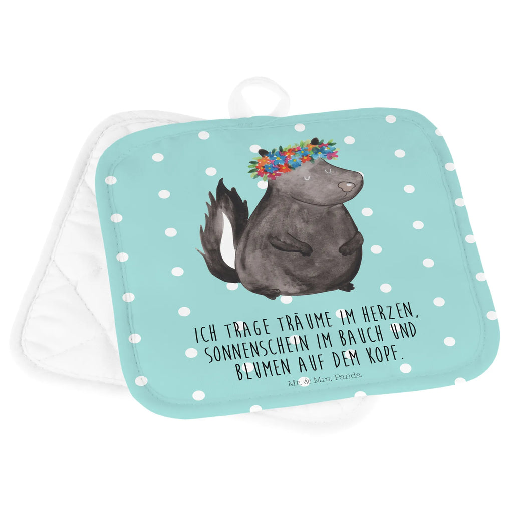 2er Set Topflappen  Stinktier Blumenmaedchen Ofenhandschuhe, Ofenhandschuh, Topflappenset, Topfhandschuhe, Topflappen lustig, Topflappen Set, Topflappen mit Spruch, Schöne Topflappen, Topfhandschuh, Topfuntersetzer, Topflappen 2er Set, Topflappen, Stinktier, Skunk, Wildtier, Raubtier, Stinki, Namaste, Yoga, Stinker