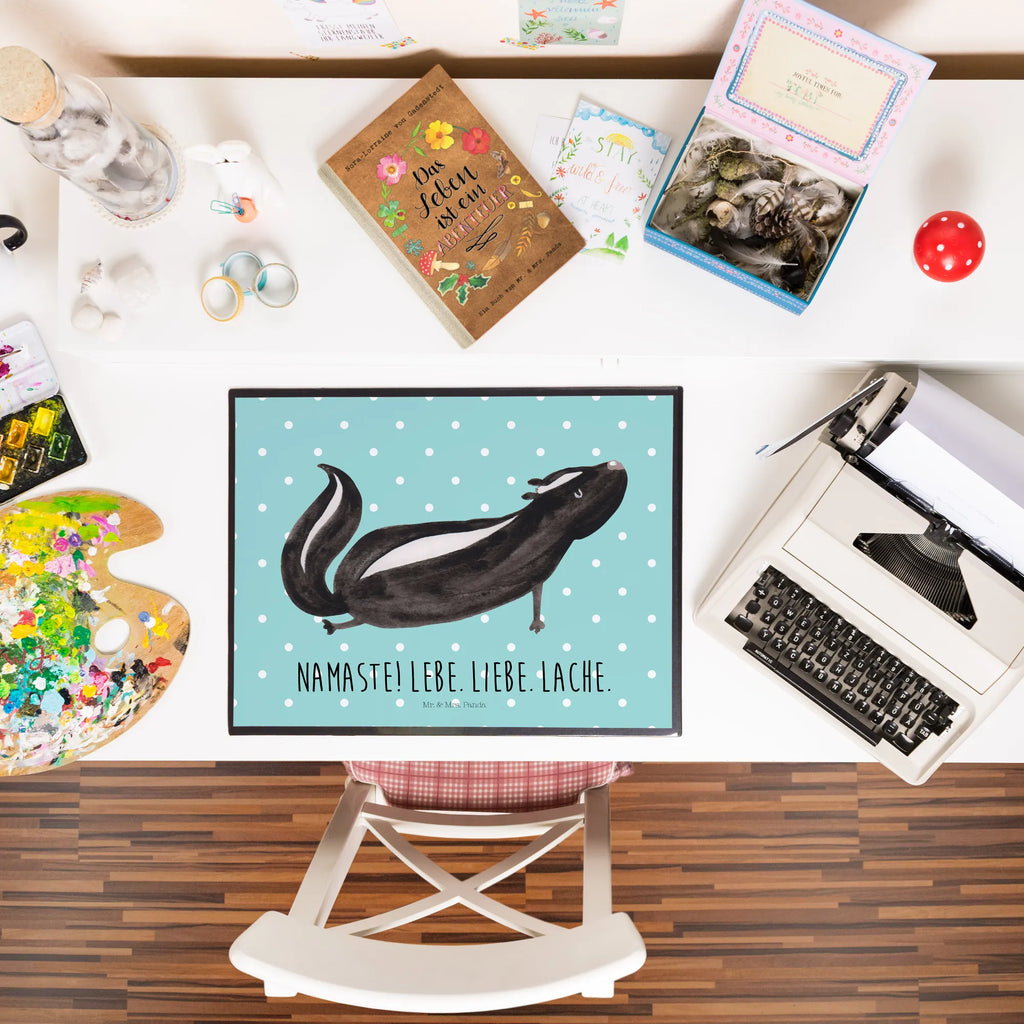 Desk pad skunk yoga desk, girl, office, Desk pad, underlay, children, Skunk, Wild animal, Predator, Laugh, Love, Stinker, Namaste, Live, Stinky, Yoga