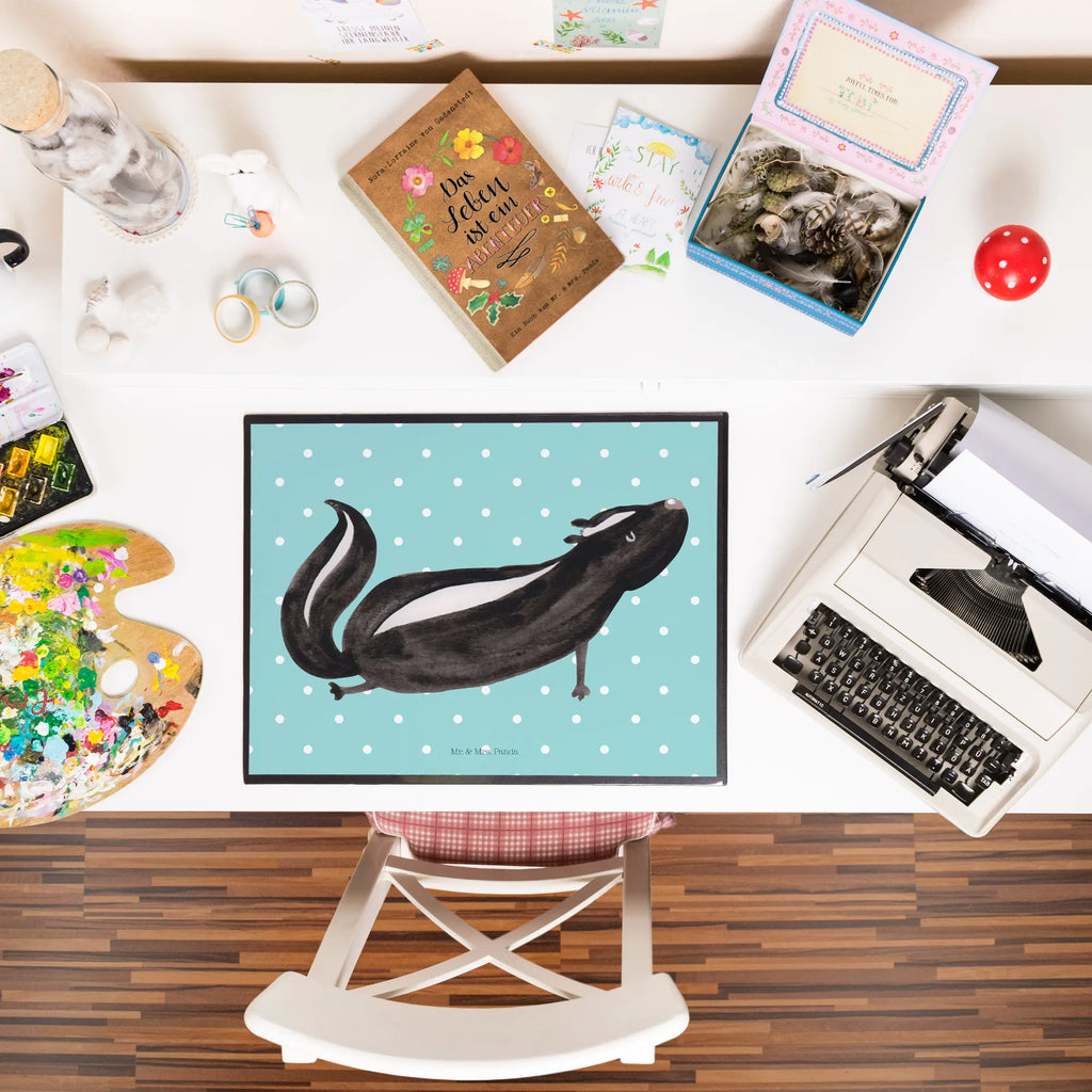 Desk pad skunk yoga desk, girl, office, Desk pad, underlay, children, Skunk, Wild animal, Predator, Laugh, Love, Stinker, Namaste, Live, Stinky, Yoga
