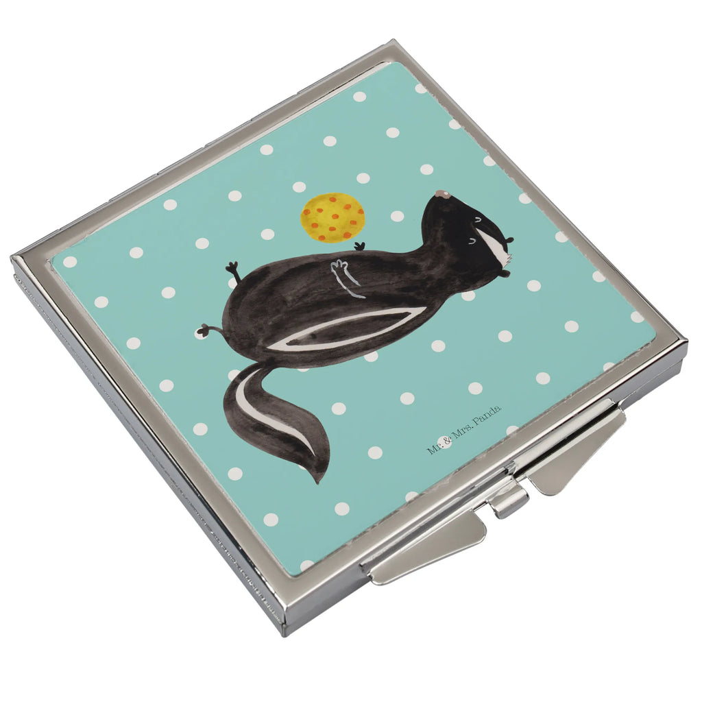 Handbag mirror skunk ball make-up mirror, mirror, handbag, silver, make up, square, Skunk, stinker, wisdom, skunk, wild animal, stinky, playful, predator