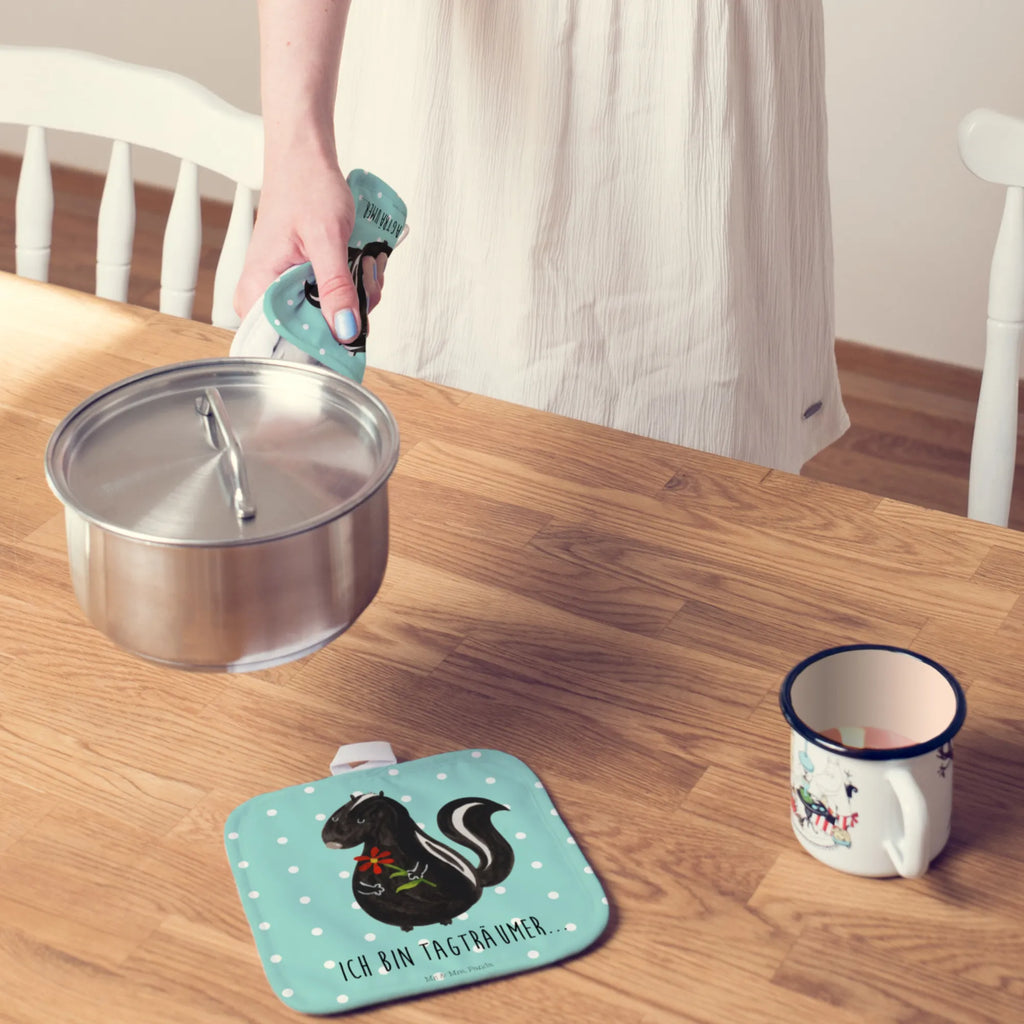 2er Set Topflappen  Stinktier Blume Ofenhandschuh, Topflappen, Topflappen 2er Set, Topflappenset, Topflappen mit Spruch, Ofenhandschuhe, Topflappen Set, Topfhandschuh, Topfuntersetzer, Topfhandschuhe, Topflappen lustig, Schöne Topflappen, Stinktier, Skunk, Stinker, Dreams, Tagträumer, Wildtier, verträumt, Stinki, Raubtier, Träume