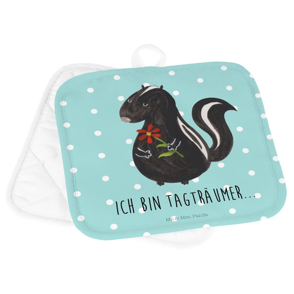 2er Set Topflappen  Stinktier Blume Ofenhandschuh, Topflappen, Topflappen 2er Set, Topflappenset, Topflappen mit Spruch, Ofenhandschuhe, Topflappen Set, Topfhandschuh, Topfuntersetzer, Topfhandschuhe, Topflappen lustig, Schöne Topflappen, Stinktier, Skunk, Stinker, Dreams, Tagträumer, Wildtier, verträumt, Stinki, Raubtier, Träume