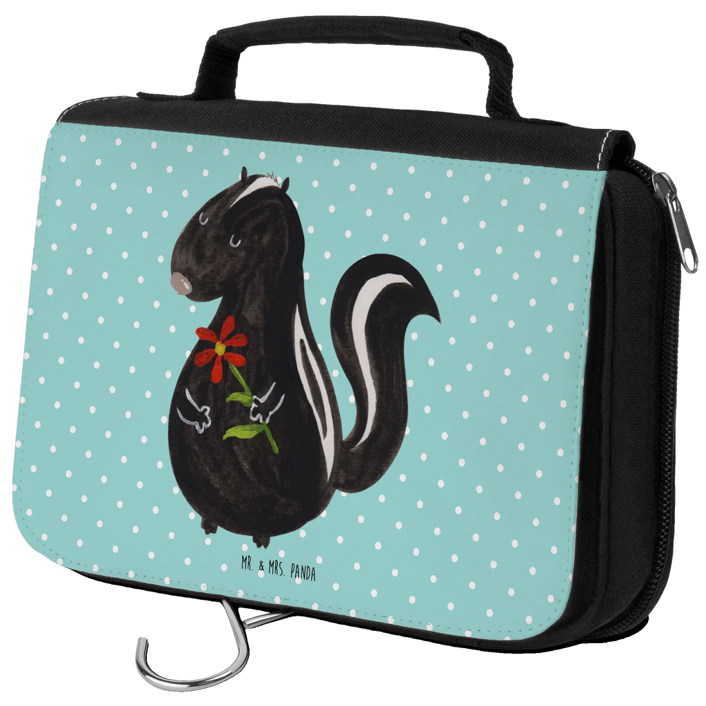 Kosmetyczka skunks kwiat Kulturbeutel Waschbar, Waschbeutel, beautycase, hygienebeutel, Schminkbeutel, Kulturtasche, badtasche, Kulturbeutel, Waschtasche, Kosmetiktasche, Reisebeutel, Schminktasche, Toilettentasche, Necessaire, hygienetasche, Stinktier, Skunk, Träume, Verträumt, Stinker, Raubtier, Stinki, Wildtier, Tagträumer, Dreams