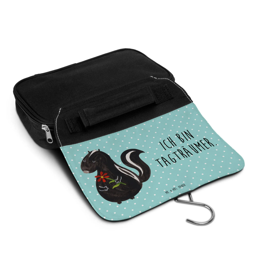 Kosmetyczka skunks kwiat Kulturbeutel Waschbar, Waschbeutel, beautycase, hygienebeutel, Schminkbeutel, Kulturtasche, badtasche, Kulturbeutel, Waschtasche, Kosmetiktasche, Reisebeutel, Schminktasche, Toilettentasche, Necessaire, hygienetasche, Stinktier, Skunk, Träume, Verträumt, Stinker, Raubtier, Stinki, Wildtier, Tagträumer, Dreams