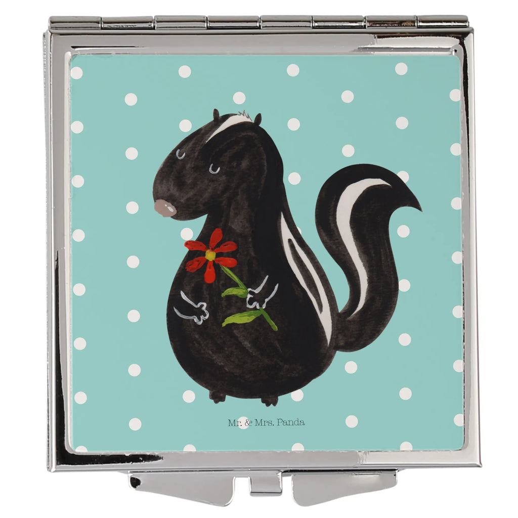 Handbag mirror skunk flower make-up mirror, square, handbag, make up, mirror, silver, Skunk, dreamy, wild animal, stinker, daydreamer, dreams, predator, skunk, stink