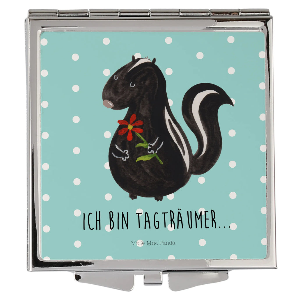 Handbag mirror skunk flower make-up mirror, square, handbag, make up, mirror, silver, Skunk, dreamy, wild animal, stinker, daydreamer, dreams, predator, skunk, stink