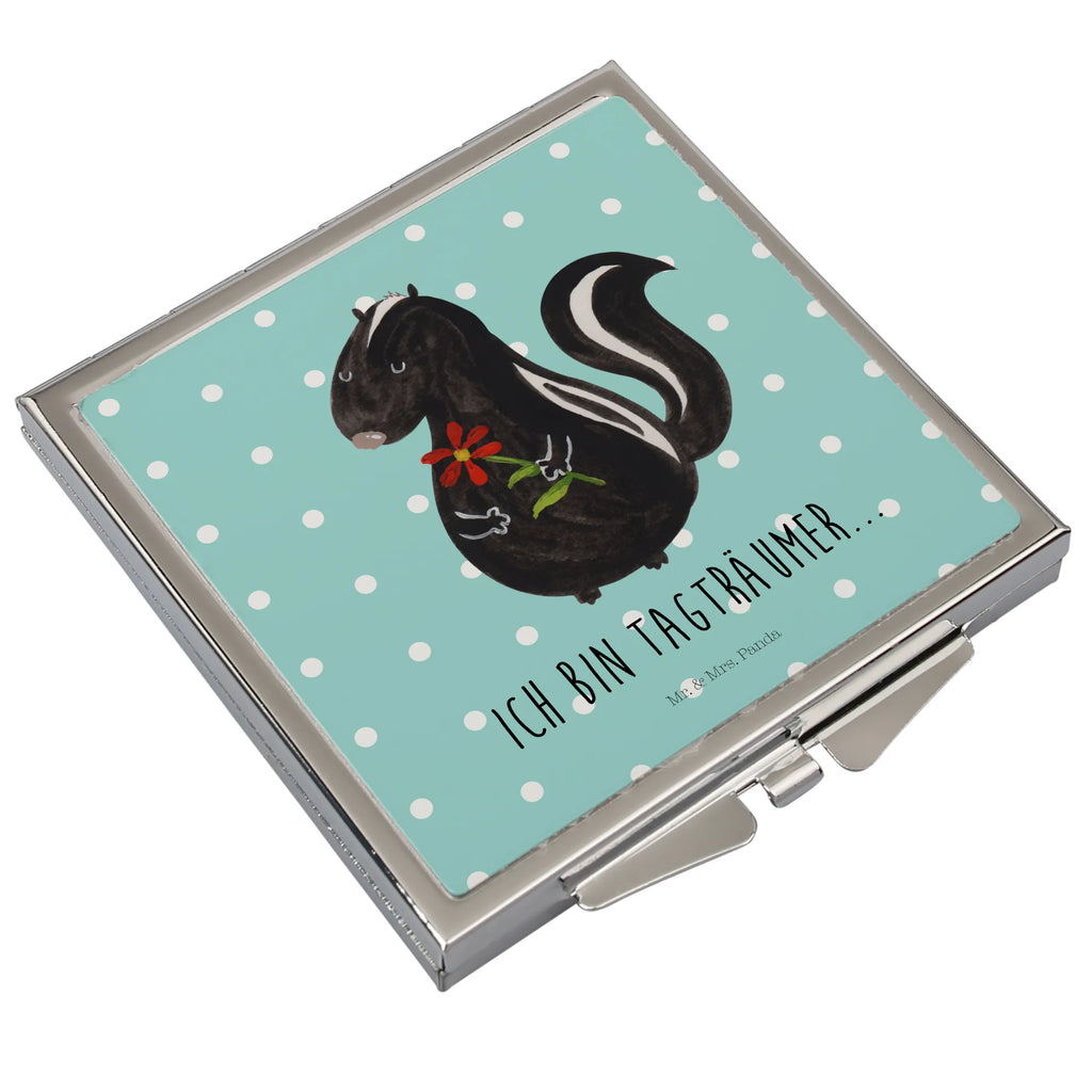Handbag mirror skunk flower make-up mirror, square, handbag, make up, mirror, silver, Skunk, dreamy, wild animal, stinker, daydreamer, dreams, predator, skunk, stink