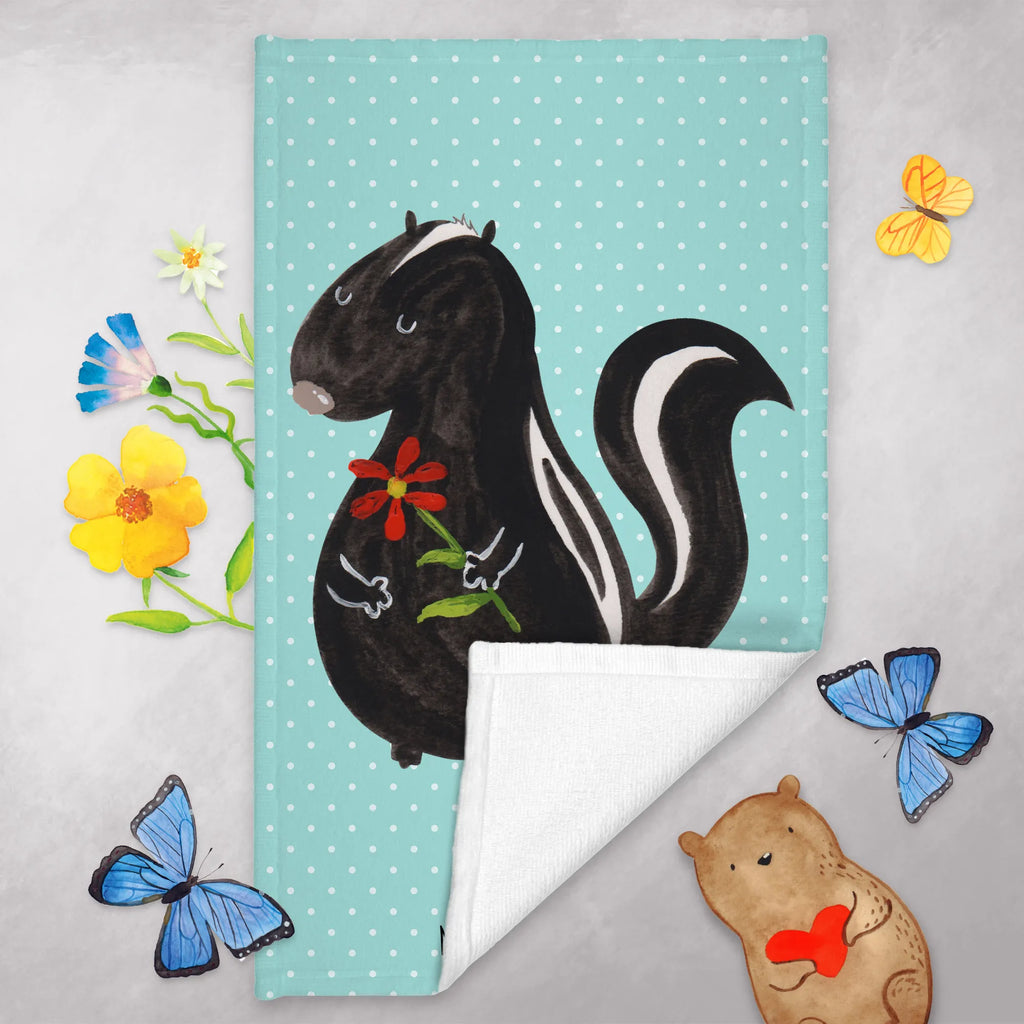 Hand towel skunk flower towels, bath towel, big, children, baby, bathroom, Towel, Skunk, dreamy, dreams, stinker, stink, skunk, predator, wild animal, daydreamer