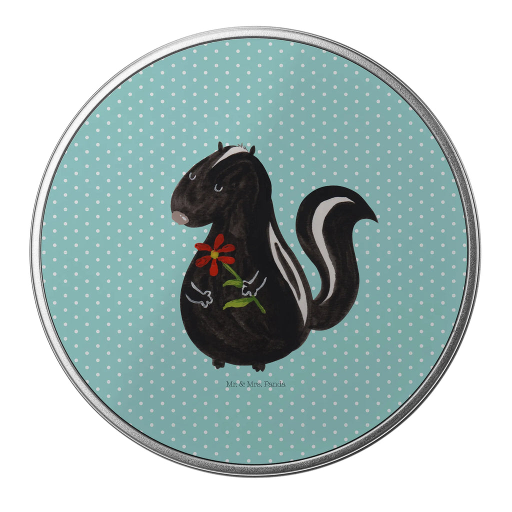 Round tin skunk flower tin, cookie tin, tin can, gift box, storage tin, storage, Skunk, daydreamer, wild animal, predator, skunk, dreams, stinker, dreamy, stink