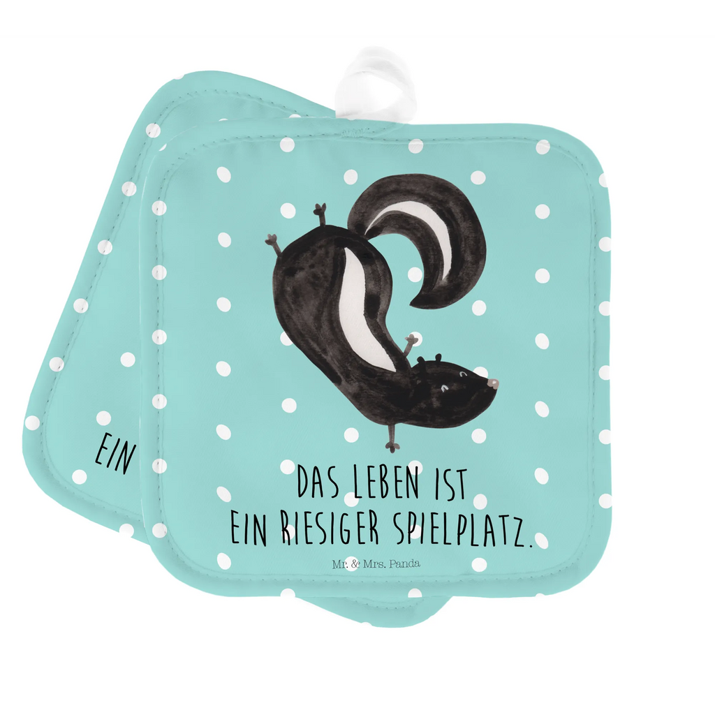 Pot holder skunk handstand Topflappen 2er Set, Topfhandschuhe, 2er Set Topflappen, Topflappen Set, Topfuntersetzer, Topflappen, Topflappenset, topfhalter, Stinktier, Skunk, Verpielt, Raubtier, Stinker, Stinki, Kind, Wildtier, Spielplatz