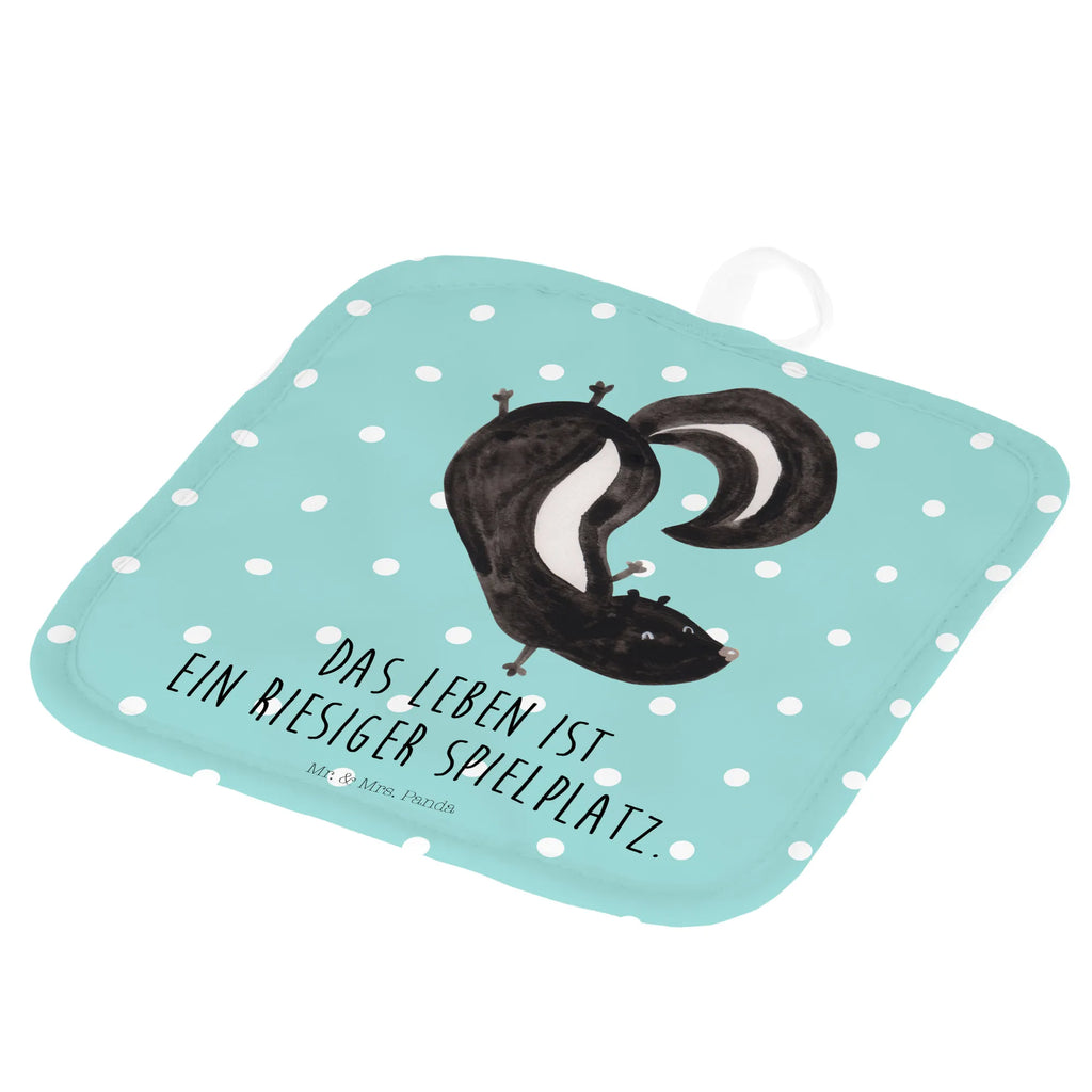 Pot holder skunk handstand Topflappen 2er Set, Topfhandschuhe, 2er Set Topflappen, Topflappen Set, Topfuntersetzer, Topflappen, Topflappenset, topfhalter, Stinktier, Skunk, Verpielt, Raubtier, Stinker, Stinki, Kind, Wildtier, Spielplatz