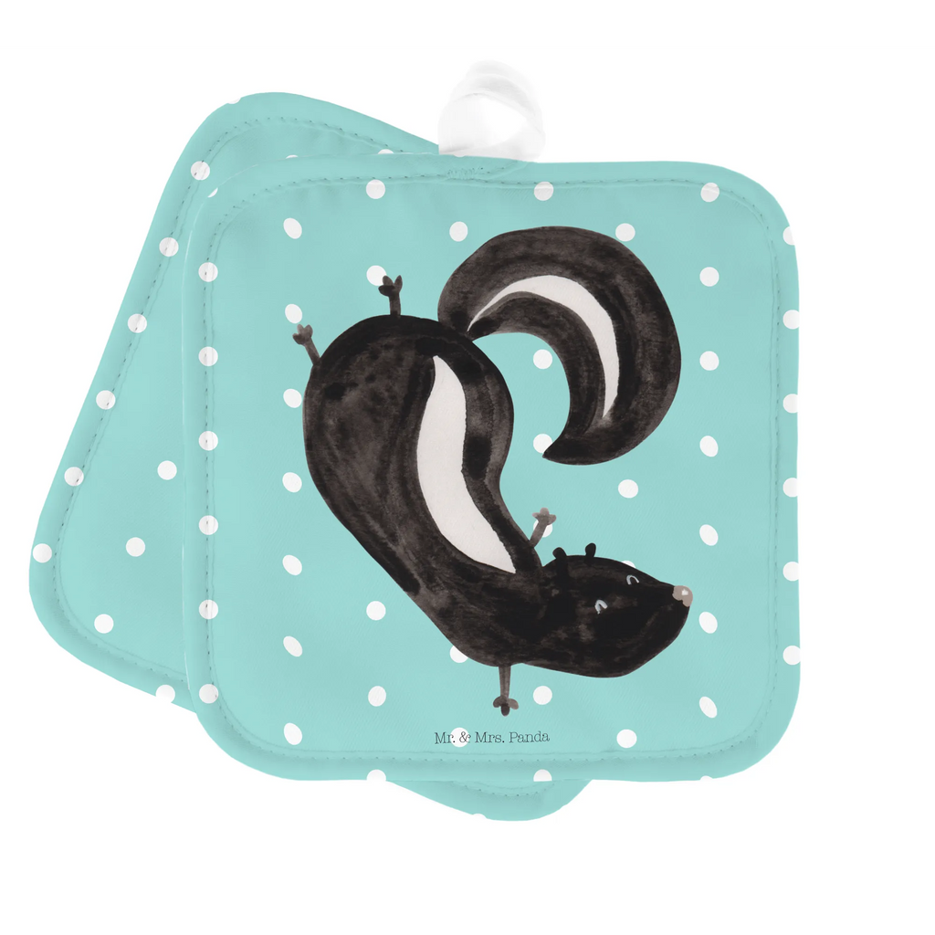 Pot holder skunk handstand Topflappen 2er Set, Topfhandschuhe, 2er Set Topflappen, Topflappen Set, Topfuntersetzer, Topflappen, Topflappenset, topfhalter, Stinktier, Skunk, Verpielt, Raubtier, Stinker, Stinki, Kind, Wildtier, Spielplatz