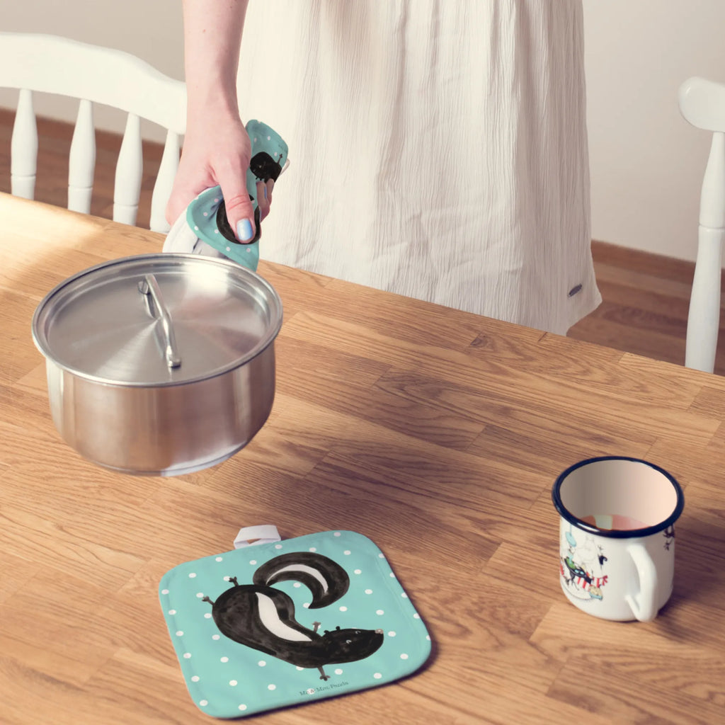 Pot holder skunk handstand Topflappen 2er Set, Topfhandschuhe, 2er Set Topflappen, Topflappen Set, Topfuntersetzer, Topflappen, Topflappenset, topfhalter, Stinktier, Skunk, Verpielt, Raubtier, Stinker, Stinki, Kind, Wildtier, Spielplatz