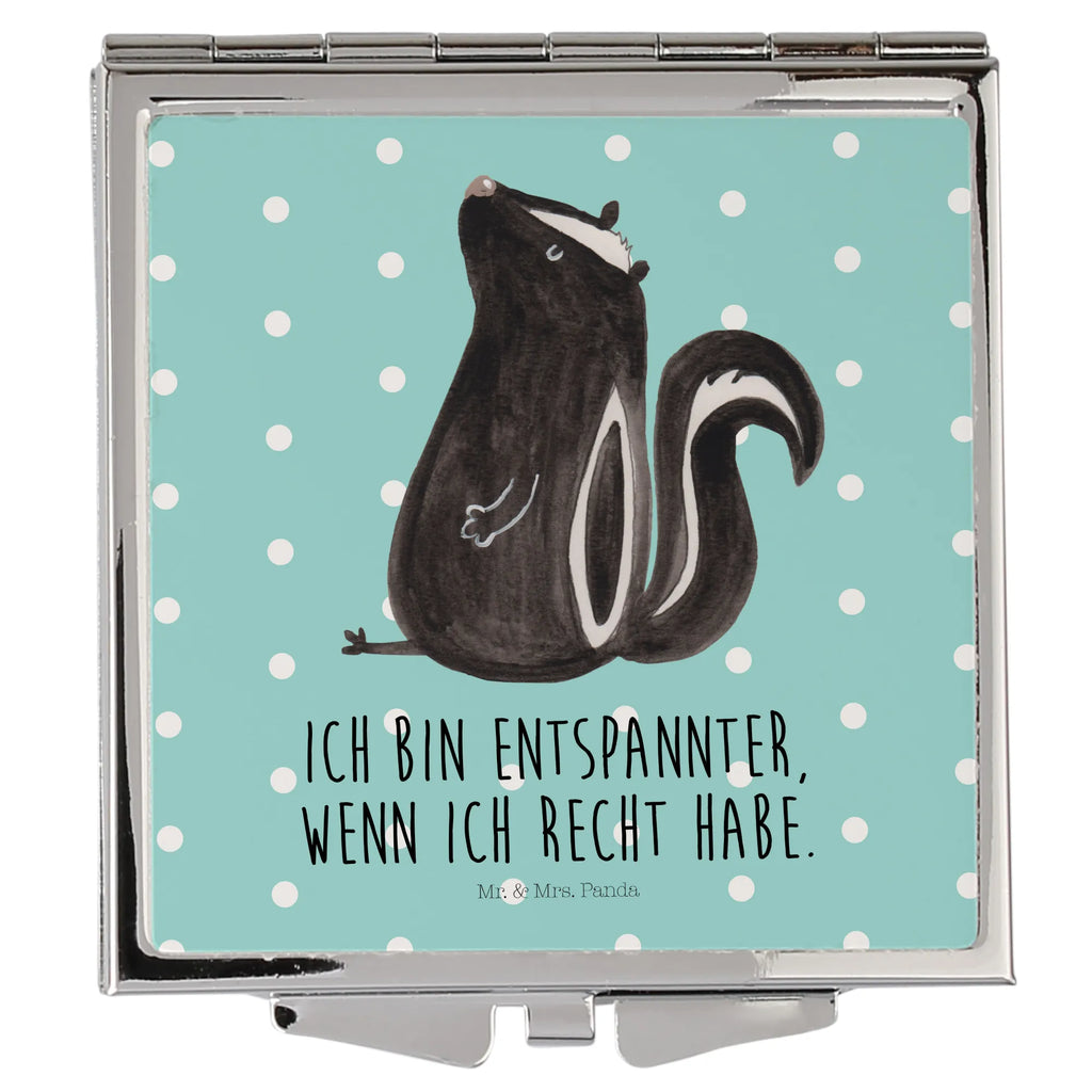 Handbag mirror skunk Sit make-up mirror, make up, square, silver, mirror, handbag, Skunk, wild animal, stinker, stinky, office, know-it-all, slogan, law, skunk, predator