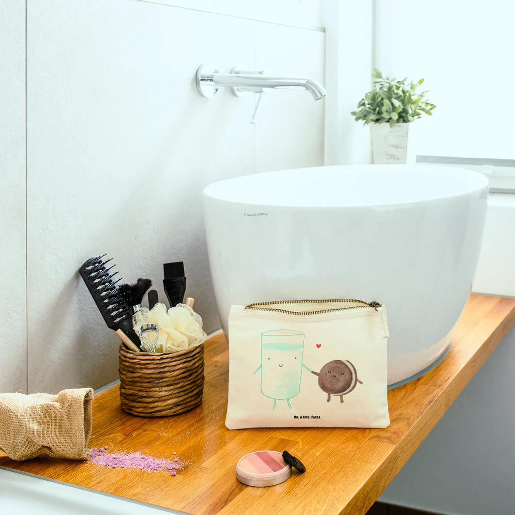 torebka na makijaż mleko ciastko Mäppchen, Kulturtasche, Schminktasche, Kulturbeutel, Kosmetiktasche, pinsel tasche, toiletry bag, aufbewahrungsbeutel, Waschbeutel, pencil case, Schlampermäppchen, utensilientasche, aufbewahrungstasche, Federmappe, Waschtasche, Stiftemäppchen, beauty tasche, Schminktäschchen, Etui, Schminkbeutel, Kosmetikbeutel, beauty case, kosmetiktäschchen, Lustige Sprüche, Tiermotive, Tiere, Gute Laune, Milch, Keks, Cookie, Milk, Motiv Süß, Romantisch, Kaffee, Kekse, Perfektes Paar, Einladung Frühstück