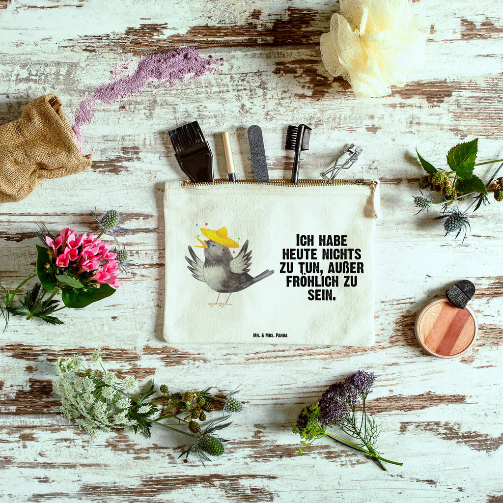 Make-up bag Crow sombrero aufbewahrungsbeutel, beauty case, kosmetiktäschchen, Schminkbeutel, Kulturtasche, Schlampermäppchen, Kosmetiktasche, Schminktasche, Kosmetikbeutel, Mäppchen, Kulturbeutel, beauty tasche, aufbewahrungstasche, toiletry bag, utensilientasche, pencil case, Etui, Waschbeutel, Waschtasche, Federmappe, Stiftemäppchen, Schminktäschchen, pinsel tasche, Lustige Sprüche, Tiermotive, Tiere, Gute Laune, Motivation, Glück Spruch, Rabe, Vogel, Elster, Fröhlich sein, Froh, Spruch Positiv, Vögel, glücklich sein