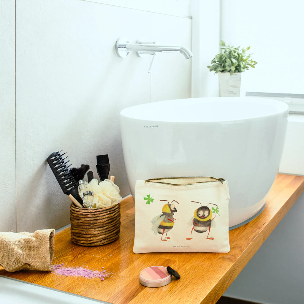 Make-up bag bumblebees shamrock small animals, cute, funny, cute animal motives, hand drawn, small world, funny sayings, good mood, happy, gifts, gift ideas, special gifts, animal lover, card, bee decoration, bumblebee, bee, saying positive, saying happy, become happy, be happy, saying beautiful