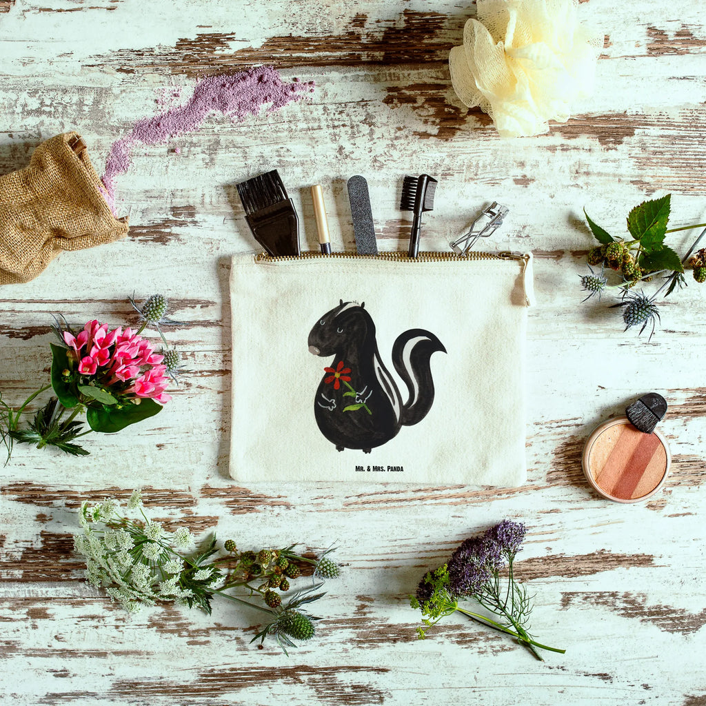 Make-up bag skunk flower Stiftemäppchen, beauty case, Kosmetiktasche, Federmappe, Etui, toiletry bag, Schminktasche, Kosmetikbeutel, beauty tasche, Waschbeutel, Schlampermäppchen, Mäppchen, aufbewahrungsbeutel, pencil case, pinsel tasche, Kulturbeutel, Kulturtasche, Waschtasche, utensilientasche, Schminktäschchen, kosmetiktäschchen, Schminkbeutel, aufbewahrungstasche, Stinktier, Skunk, Träume, Verträumt, Raubtier, Stinker, Wildtier, Tagträumer, Stinki, Dreams