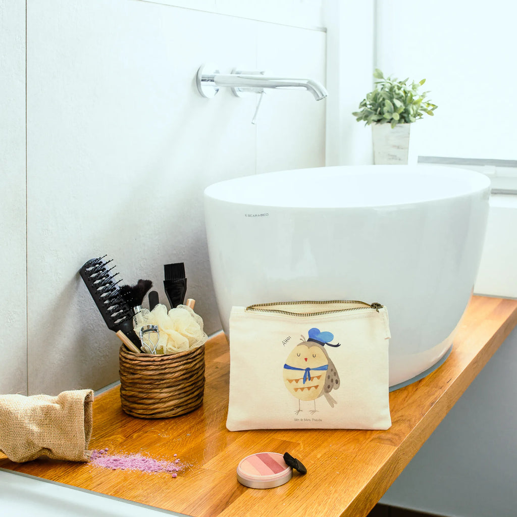 Schminktasche Eule Matrose Schlampermäppchen, Kosmetikbeutel, Schminkbeutel, aufbewahrungsbeutel, utensilientasche, Stiftemäppchen, Mäppchen, beauty tasche, Etui, Waschbeutel, Schminktasche, Federmappe, aufbewahrungstasche, toiletry bag, Kulturbeutel, kosmetiktäschchen, Schminktäschchen, Kosmetiktasche, Kulturtasche, pencil case, pinsel tasche, Waschtasche, beauty case, Eule, Wortspiel Lustig, Eule Deko, Matrose, Owl, Ehe, Hochzeitstag Geschenk, Eule Spruch, Heimathafen, Freundin, Seefahrer